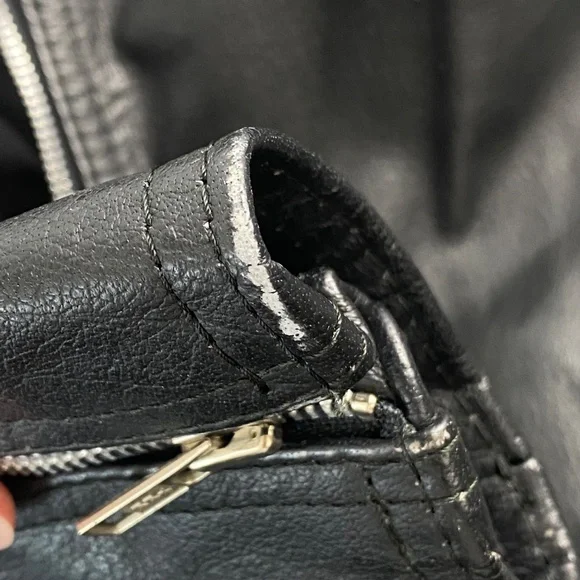 PROTECH Leather Apparel Vintage Black Leather Motorcycle Jacket Size 10 - Picture 14 of 15